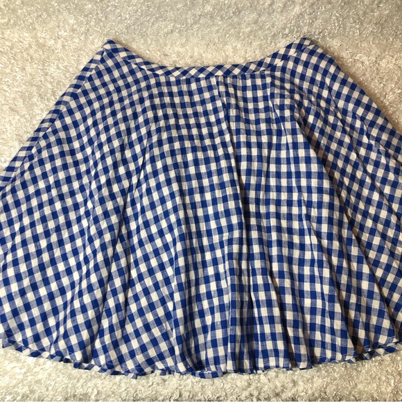 J. Crew Dresses & Skirts - J. Crew Gingham Blue White Linen Skirt sz 4